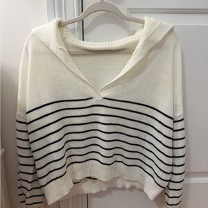 SHEIN Black and White Striped Pullover